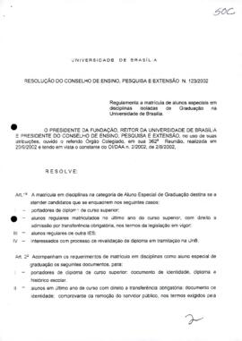 Resolução do Conselho de Ensino, Pesquisa e Extensão nº 0123/2002