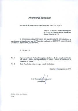 Resolução do Conselho Universitário nº 0014/2011