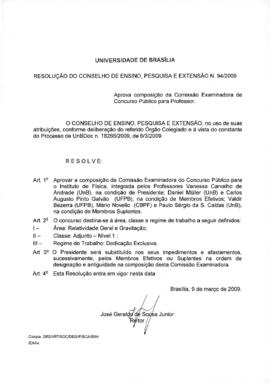 Resolução do Conselho de Ensino, Pesquisa e Extensão nº 0094/2009