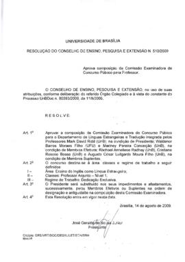 Resolução do Conselho de Ensino, Pesquisa e Extensão nº 0510/2009