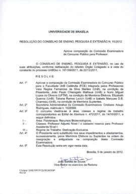 Resolução do Conselho de Ensino, Pesquisa e Extensão nº 0015/2012