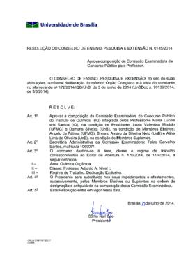 Resolução do Conselho de Ensino, Pesquisa e Extensão nº 0145/2014