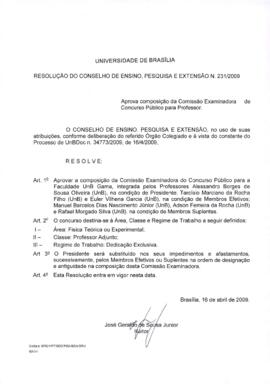 Resolução do Conselho de Ensino, Pesquisa e Extensão nº 0231/2009