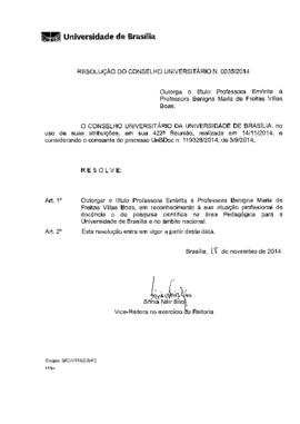 Resolução do Conselho Universitário nº 0035/2014
