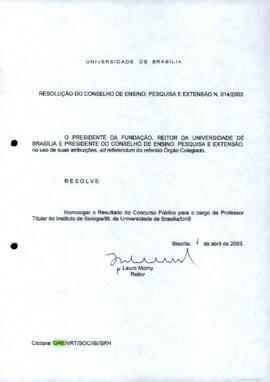 Resolução do Conselho de Ensino, Pesquisa e Extensão nº 0014/2003