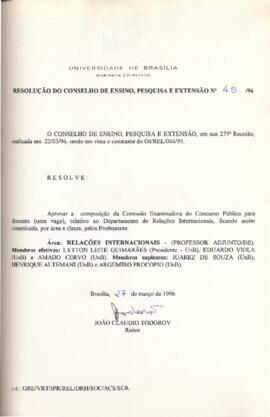 Resolução do Conselho de Ensino, Pesquisa e Extensão nº 0045/1996