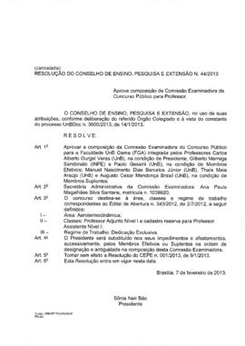 Resolução do Conselho de Ensino, Pesquisa e Extensão nº 0044/2013