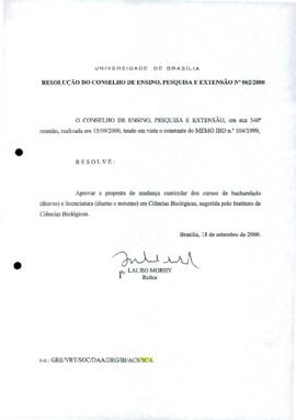 Resolução do Conselho de Ensino, Pesquisa e Extensão nº 0062/2000