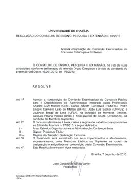 Resolução do Conselho de Ensino, Pesquisa e Extensão nº 0066/2010