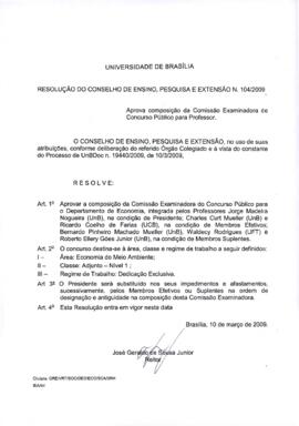 Resolução do Conselho de Ensino, Pesquisa e Extensão nº 0104/2009