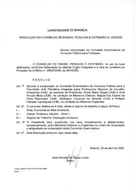 Resolução do Conselho de Ensino, Pesquisa e Extensão nº 0259/2009