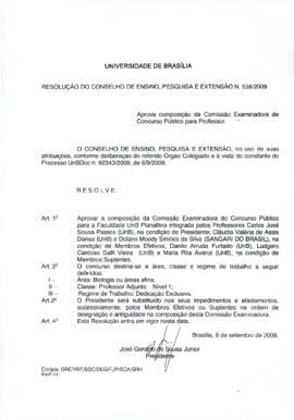 Resolução do Conselho de Ensino, Pesquisa e Extensão nº 0538/2009