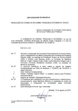Resolução do Conselho de Ensino, Pesquisa e Extensão nº 0151/2010