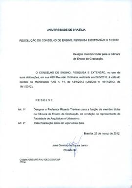 Resolução do Conselho de Ensino, Pesquisa e Extensão nº 0051/2012