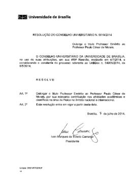Resolução do Conselho Universitário nº 0019/2014