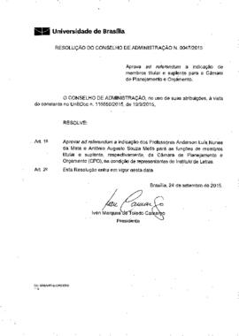 Resolução do Conselho de Administração nº 0047/2015