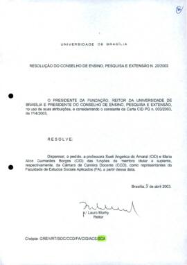 Resolução do Conselho de Ensino, Pesquisa e Extensão nº 0020/2003