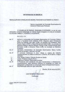 Resolução do Conselho de Ensino, Pesquisa e Extensão nº 0065/2012