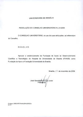 Resolução do Conselho Universitário nº 0021/2009