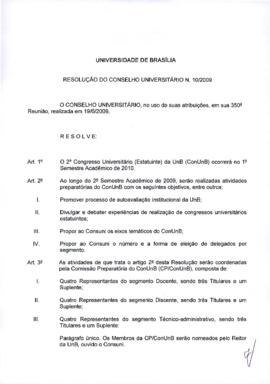 Resolução do Conselho Universitário nº 0010/2009