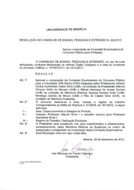 Resolução do Conselho de Ensino, Pesquisa e Extensão nº 0262/2012