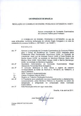Resolução do Conselho de Ensino, Pesquisa e Extensão nº 0044/2011