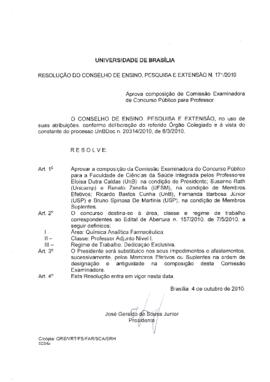 Resolução do Conselho de Ensino, Pesquisa e Extensão nº 0171/2010