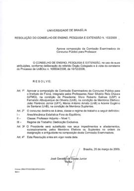 Resolução do Conselho de Ensino, Pesquisa e Extensão nº 0153/2009