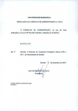 Resolução do Conselho de Administração Nº 0001/2010