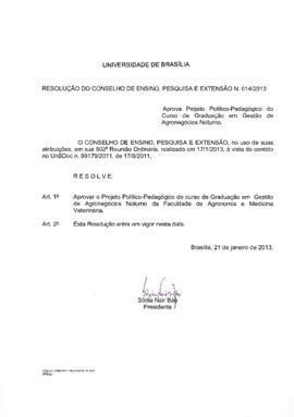 Resolução do Conselho de Ensino, Pesquisa e Extensão nº 0014/2013