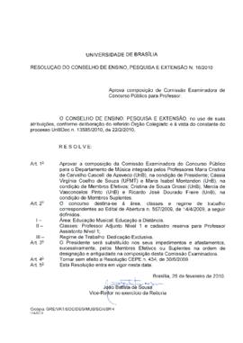 Resolução do Conselho de Ensino, Pesquisa e Extensão nº 0016/2010