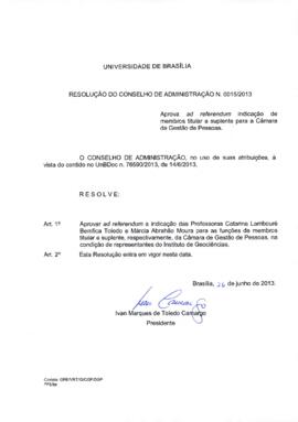 Resolução do Conselho de Administração nº 0015/2013