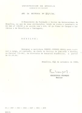 Ato da Reitoria nº 0354/1986