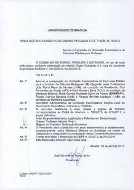 Resolução do Conselho de Ensino, Pesquisa e Extensão nº 0075/2012