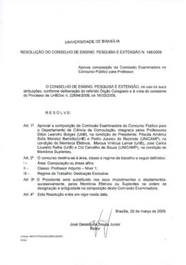 Resolução do Conselho de Ensino, Pesquisa e Extensão nº 0148/2009