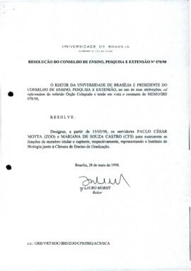 Resolução do Conselho de Ensino, Pesquisa e Extensão nº 0070/1998