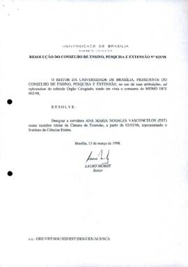 Resolução do Conselho de Ensino, Pesquisa e Extensão nº 0025/1998