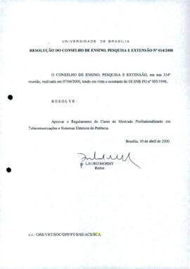 Resolução do Conselho de Ensino, Pesquisa e Extensão nº 0014/2000