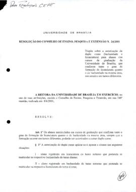 Resolução do Conselho de Ensino, Pesquisa e Extensão nº 0024/2001