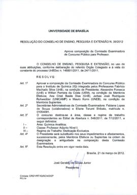Resolução do Conselho de Ensino, Pesquisa e Extensão nº 0039/2012