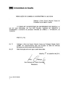 Resolução do Conselho Universitário nº 0021/2014