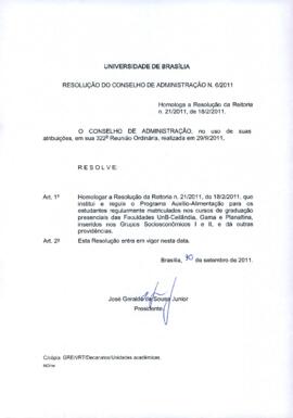 Resolução do Conselho de Administração Nº 0006/2011