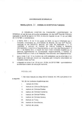 Resolução do Conselho Diretor Nº 0021/2003
