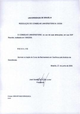 Resolução do Conselho Universitário nº 0009/2009
