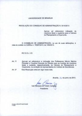 Resolução do Conselho de Administração nº 0016/2013