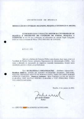 Resolução do Conselho de Ensino, Pesquisa e Extensão nº 0005/2002