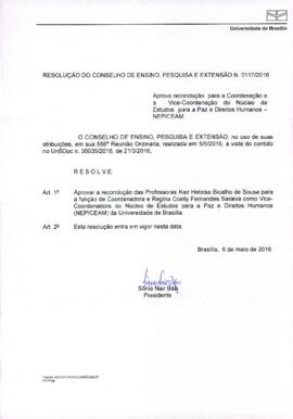 Resolução do Conselho de Ensino, Pesquisa e Extensão Nº 0117/2016