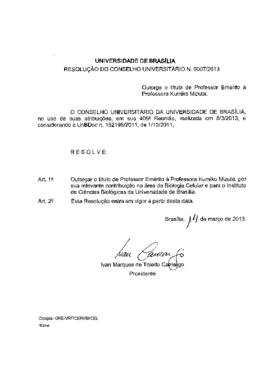 Resolução do Conselho Universitário nº 0007/2013