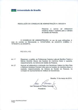 Resolução do Conselho de Administração nº 0003/2014