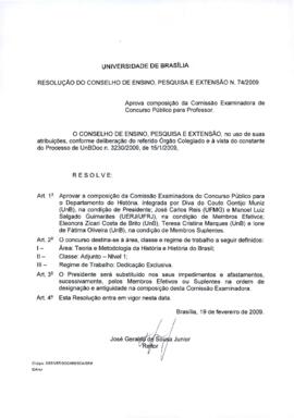 Resolução do Conselho de Ensino, Pesquisa e Extensão nº 0074/2009